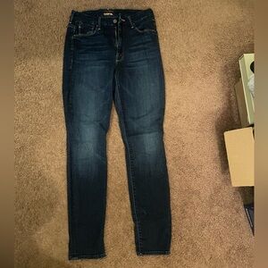 MOTHER Women's Skinny Jeans - Dark Blue High Waisted Looker Ankle